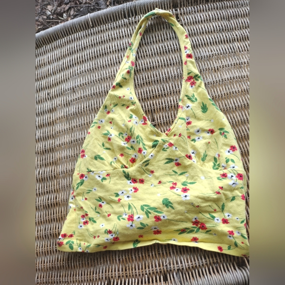 Spring Ambiance Floral Yellow Crop Top